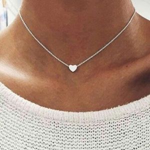 Silver Single Heart Choker Necklace